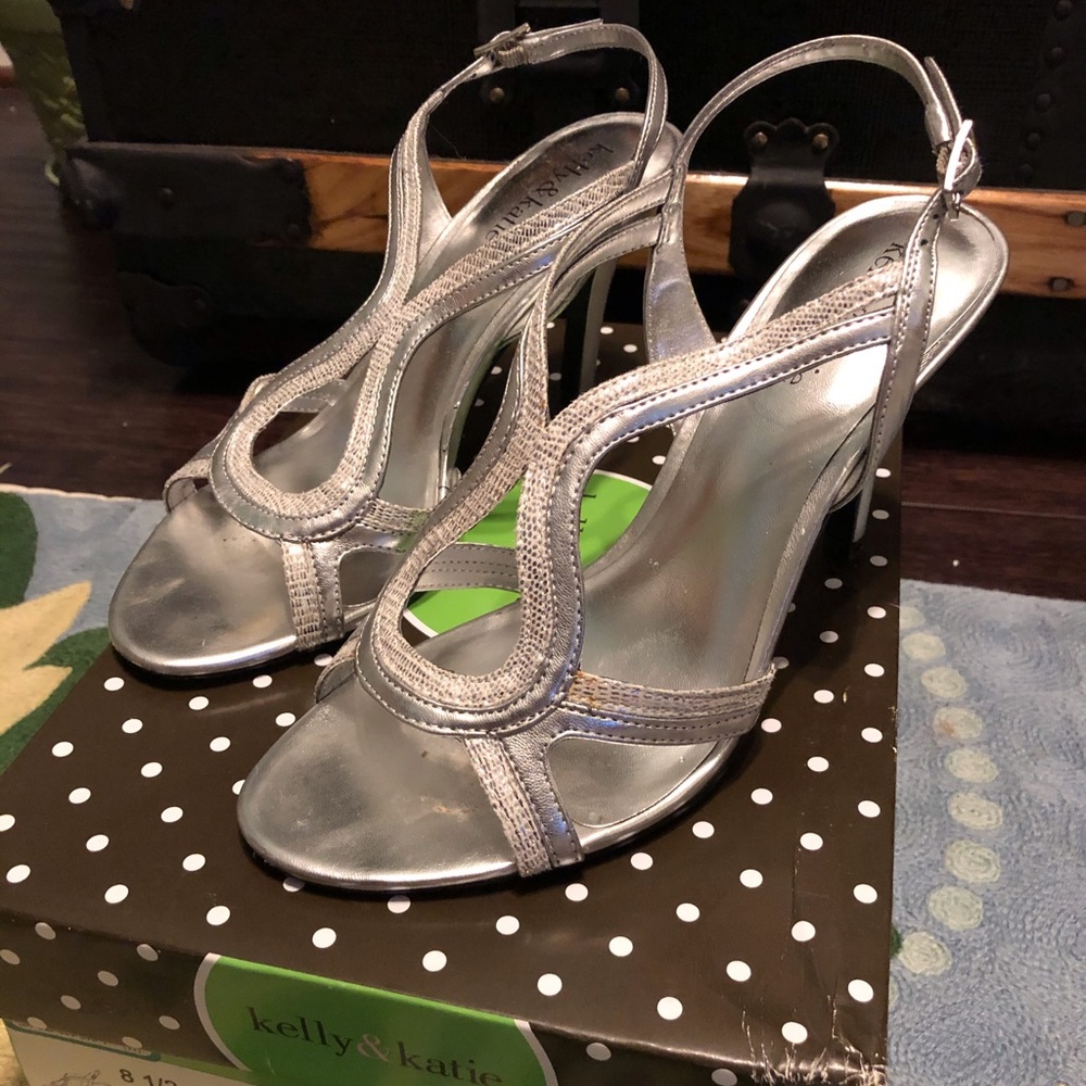 Silver evening sandals